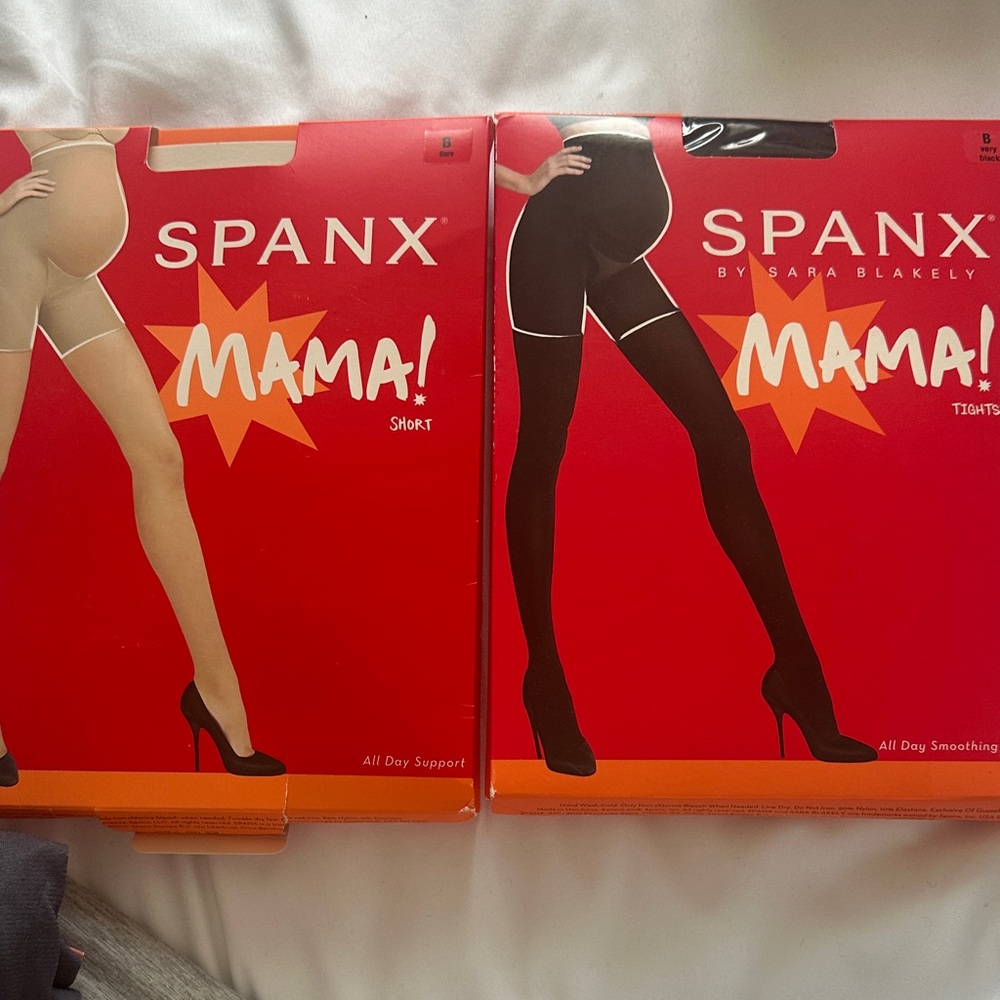 SPANX Mama Maternity Tights and shorts- Black and Beige